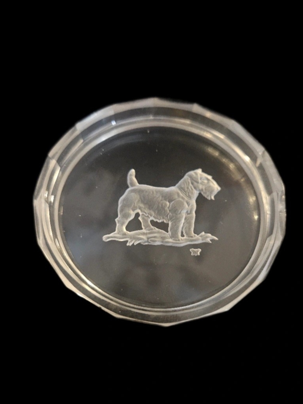 1930 Heinrich Hoffmann Crystal Intaglio Salt Cellar Art Deco Butterfly Mark
